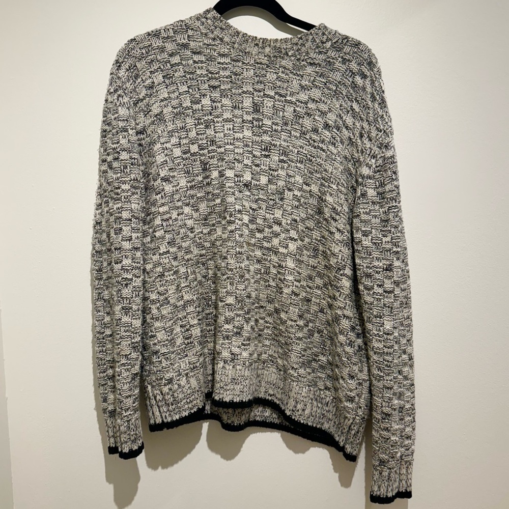 Topshop Black and White Marled Knit Crew Neck Sweater in Size 8